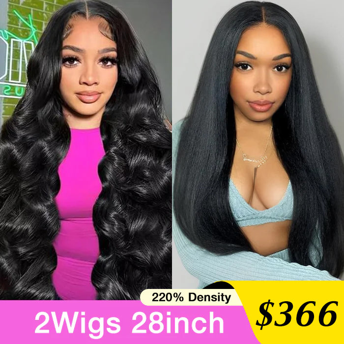 [2Wigs 28inch]  Body Wave & Kinky Straight Versatile Pre Everything Beginner Friendly Wigs