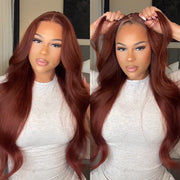 [2Wigs 28inch] #33 Reddish Brown Body Wave Wig + Water Wave Ready To Go Glueless Wig