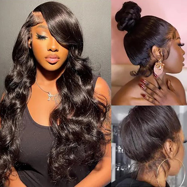 Body Wave Invisi-String Snug Fit 360 HD Lace Frontal Glueless Wig With Bleached Knots Lace Parting Anywhere