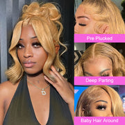 #27 Honey Blonde Color Invisible-Pull String 360 Lace Frontal Wigs Glueless HD Lace Wigs With Pre Plucked