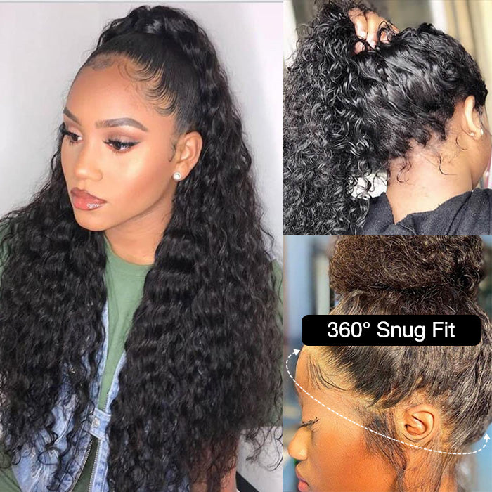 Deep Wave 360 Lace Frontal Wig 100 Human Hair Wigs For Women 150% 220%Density Pre Bleached Knots