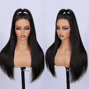 360 HD Lace Wig Wear Go Pre-Bleached Straight Human Hair Glueless Wigs Pre-Plucked Lace Front Wig