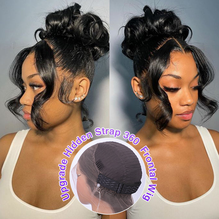 Body Wave Invisi-Pull String Snug Fit 360 HD Lace Frontal Glueless Wig With Pre Bleached Knots