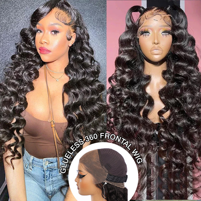 Invisible-String Snug Fit 360 Full Lace Front Wigs Pre Plucked Loose Wave HD Lace Human Hair Wigs