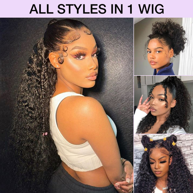 Glueless 360 Lace Wig Water Wave Snug Fit Skin HD Lace Human Hair Wigs For Women Pre Plucked & Bleached