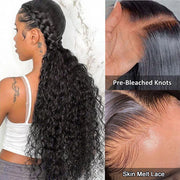 Water Wave Invisi-String Snug Fit 360 Skin HD Lace Frontal Wig Glueless Pre Bleached Human Hair Wig