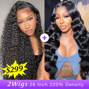 [2Wigs 26inch] Deep Wave & 3D Body Wave Beginner Friendly Glueless Ready To Go Wigs