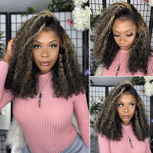 4C Curly Edges Hairline Glueless Curly Lace Front Human Hair Wig With Super Natural Hairline 220% Density