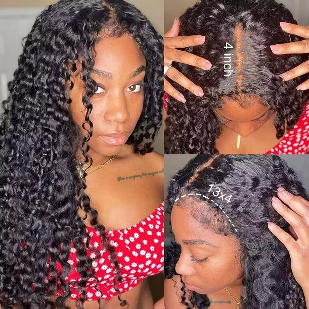 4C Edges Hairline Wig Deep Wave 8x5/13x4 HD Lace Front Wigs Human Hair With Curly Baby Hair Realistic Hairline