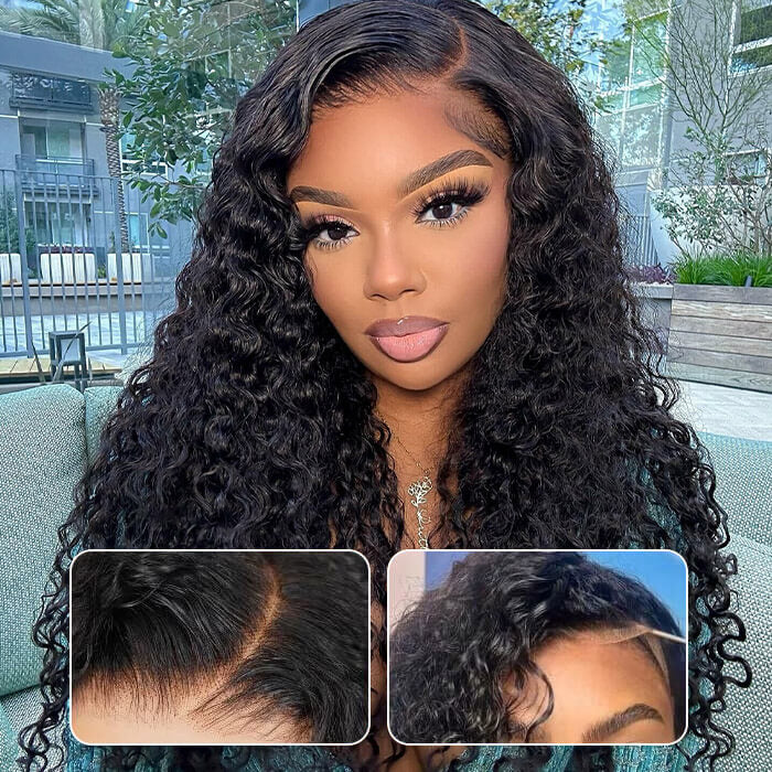 [2Wigs 26inch] Left C Part Water Wave & Body Wave 8x5 Pre Cut Lace & Pre Bleached Glueless Wig