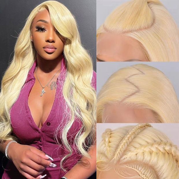 613 Blonde 13*6 Full Lace Frontal Body Wave Wigs with Pre Plucked Brazilian Human Hair