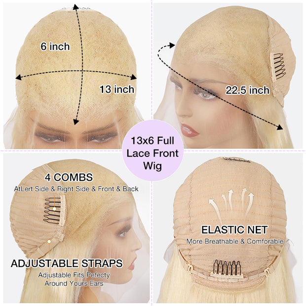 613 Blonde 13*6 Full Lace Frontal Body Wave Wigs with Pre Plucked Brazilian Human Hair