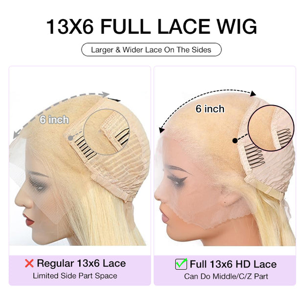 613 Blonde 13*6 Full Lace Frontal Body Wave Wigs with Pre Plucked Brazilian Human Hair