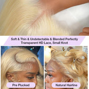 613 Blonde 13x6 Full Lace Frontal Straight  Wigs Pre Plucked HD Lace Human Hair Wigs For Women