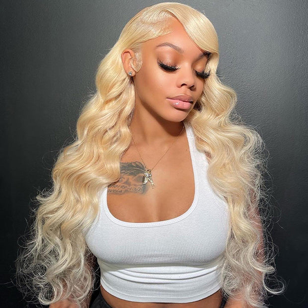 613 Blonde 13*6 Full Lace Frontal Body Wave Wigs with Pre Plucked Brazilian Human Hair