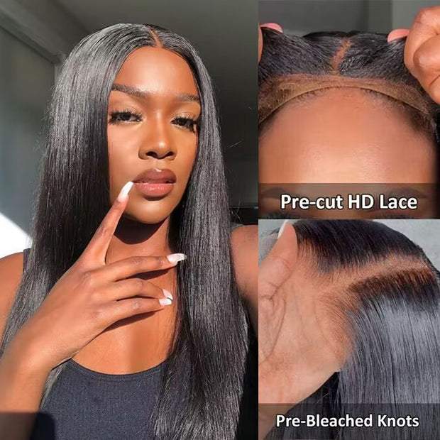 [2Wigs 26inch] Deep Wave & Silky Straight Pre Cut & Plucked & Bleached Ready To Go Wig