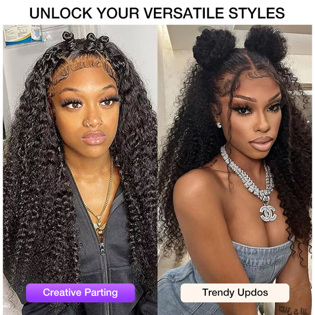 [2Wigs 220%] Jerry Curly & Silky Straight Effortless 3S Install Pre Bleached & Plucked Glueless Wig