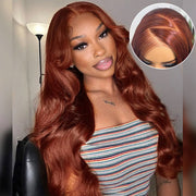 #33 Reddish Brown Color 8*5 Pre Cut HD Lace Closure Wigs Ready & Go Glueless Wig Beginner Friendly