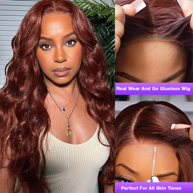 [2Wigs 28inch] #33 Reddish Brown Body Wave Wig + Water Wave Ready To Go Glueless Wig