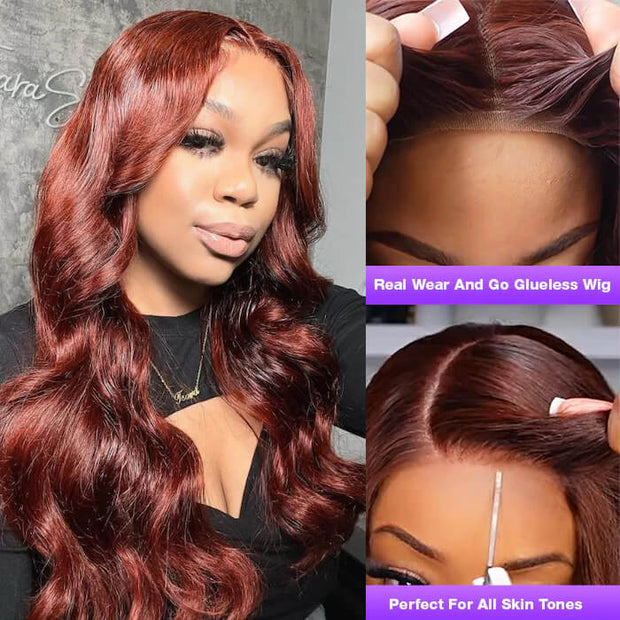 #33 Reddish Brown Glueless Ready & Go Wigs 8*5 Pre Cut Lace Closure Wigs