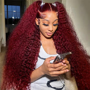 99J Burgundy Wig 13*6 Deep Wave HD Lace Frontal Wigs Pre Plucked Virgin Human Hair Wigs