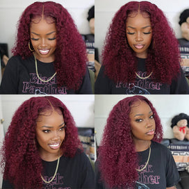 13x6 HD Lace Front Wig Human Hair Wigs 99J Burgundy Pre-Plucked Remy Human Hair Deep Part Wigs