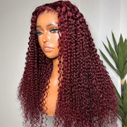 13x6 HD Lace Front Wig Human Hair Wigs 99J Burgundy Pre-Plucked Remy Human Hair Deep Part Wigs