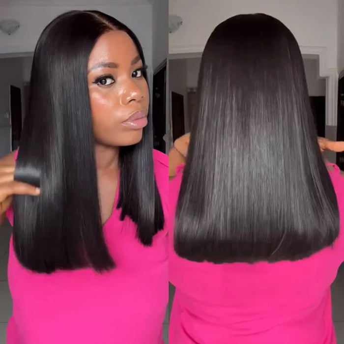 Super Double Drawn Human Hair Straight Bob Wig 13x6 HD Glueless Wig Pre Plucked & Bleached