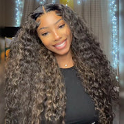 Balayage Highlights Water Wave Put on and Go 8x5 HD Lace Closure Wig No Glue Need #1B/27 Colored Wig