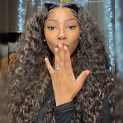 Balayage Highlights Water Wave Put on and Go 8x5 HD Lace Closure Wig No Glue Need M1b/27 Colored Wig