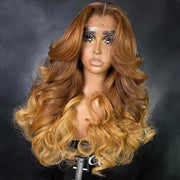 Ombre Light Brown Wigs 13x6 Lace Frontal Wigs Human Hair Pre Plucked Brazilian Virgin Hair Glueless Body Wave Wigs