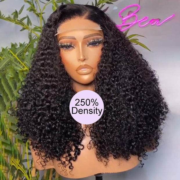 250% Density Popping Curly HD Lace Front Wigs Pre bleached Glueless Ready To Go Human Hair Wigs