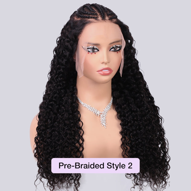 Curly Pre Braided Lace Front Wig 13x6 Full Lace Frontal Wig With Pre Bleached & Pre Plucked