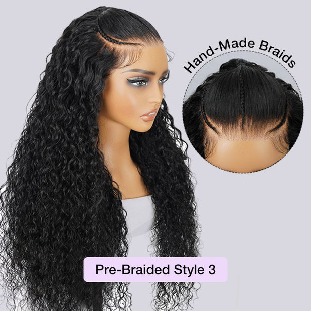 Curly Pre Braided Lace Front Wig 13x6 Full Lace Frontal Wig With Pre Bleached & Pre Plucked