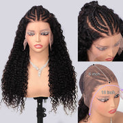 Curly Pre Braided Lace Front Wig 13x6 Full Lace Frontal Wig With Pre Bleached & Pre Plucked