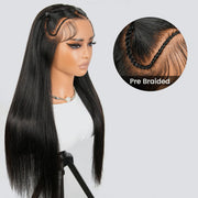 Pre Braided Hairstyles For Straight Hair Glueless 13x6 Full Lace Front Wigs With Pre Bleached Knots