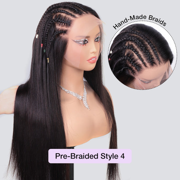 Pre Braided Hairstyles For Straight Hair Glueless 13x6 Full Lace Front Wigs With Pre Bleached Knots