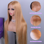 #27 Honey Blonde Straight/Body Wave Upgrade 8x5 Pre Cut HD Lace Ready & Go Glueless Human Hair Wigs