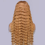 Glueless Deep Wave 13x6 Full Lace Frontal Wigs #27 Honey Blonde HD Glueless Human Hair Wigs Pre-Plucked