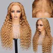 Honey Blonde Deep Wave Wig 13x4 13x6 Skin Melt HD Transparent Lace Front Human Hair Wigs