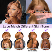 #30 Auburn Brown Hair Colored Human Hair Wigs Loose Wave 13x6 HD Lace Frontal Wigs