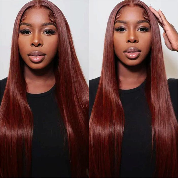 #33 Reddish Brown Color 8*5 Pre Cut HD Lace Closure Wigs Ready & Go Glueless Wig Beginner Friendly