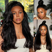 Kinky Straight Invisible-String Snug Fit 360 Full Lace Pre Plucked & Bleached HD Lace Glueless Wigs