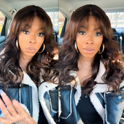 Chocolate Brown #4 Curtain Bangs 13x4 HD Lace Front Body Wave Glueless Human Hair Wigs