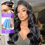 3D Body Wave Wig 220% Density 13x4 Human Hair Lace Frontal Wig Pre Plucked Pre Bleached Pre Cut Gluless Wig