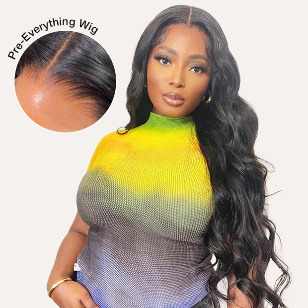 3D Body Wave Wig 220% Density 13x4 Human Hair Lace Frontal Wig Pre Plucked Pre Bleached Pre Cut Gluless Wig