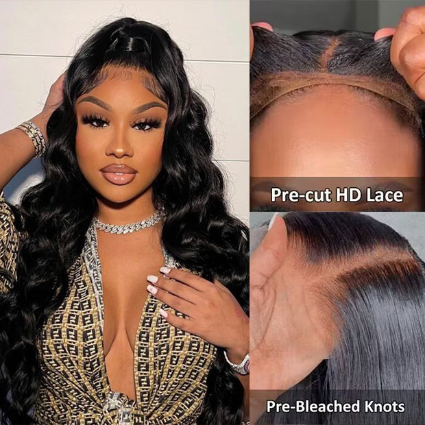 [2Wigs 220%] #1b/27 Highlight Jerry Curly + Body Wave Pre-All Put on And Go Glueless Wig