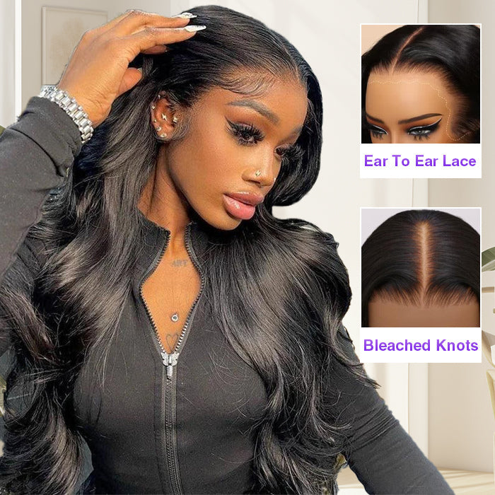 Pre-Curled Body Wave Full 13x4 13x6 Pre-Cut HD Lace Frontal Glueless Wig with Invisible Small Knots