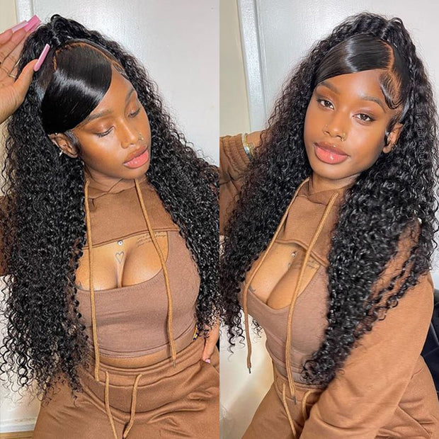 Glueless 13x6 Full Lace Front Wig Curly Hair Invisible HD Lace Human Hair Wigs with Pre Bleached Knots Plucked Hairline