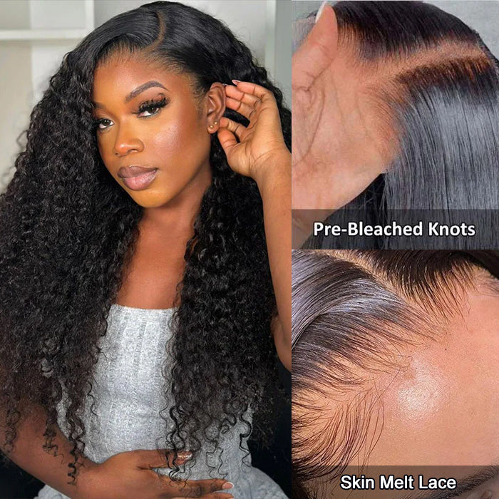 Glueless 13x6 Full Lace Front Wig Curly Hair Invisible HD Lace Human Hair Wigs with Pre Bleached Knots Plucked Hairline